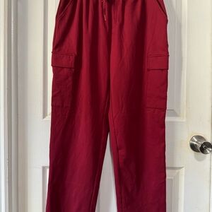 Mondetta Red Cargo Joggers with Utility Pockets